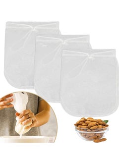 اشتري Pack of 3 Pro Quality Nut Milk Bag, Big 12"X12" Commercial Grade 100% Pure Nylon- Reusable Almond Milk Bag & All Purpose Food Strainer Fine Mesh Nylon Cheesecloth and Cold Brew Coffee Filter في الامارات