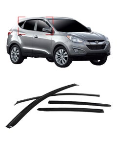 Buy 4Pcs Side Window Wind Deflector Door Visor Black For Hyundai Tucson 2009 To 2012 in Saudi Arabia