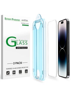 Buy amFilm Screen Protector OneTouch Compatible with iPhone 14 Pro Max 6.7", Dynamic Island Compatible- with Easy Installation Kit, Full Coverage Case Friendly, Tempered Glass, 2 Pack in Egypt