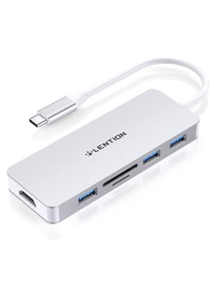 اشتري محول LENTION بمنفذ USB-C، مزود بمنفذ HDMI بدقة 4K، 3 منافذ USB 3.0، وقارئ بطاقات SD / Micro SD. متوافق مع MacBook Pro (2016-2023)، MacBook Air الجديد، Surface، والأجهزة الأخرى. معتمد من Stable Driver (الطراز: CB-C18، اللون: فضي). في الامارات