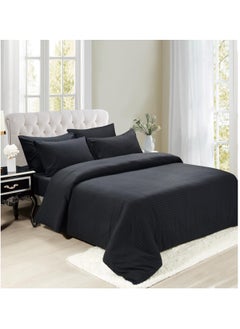 Buy 6-Piece King Size Bed Sheet Set – Luxury Weave & Hidden Zipper Closure Include 1 Fitted Sheet with 1 Duvet Cover and 4 Pillow Cases 220x240cm in UAE