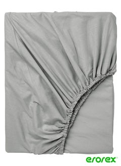 Buy Fitted sheet light grey 140x200 cm in Saudi Arabia