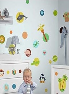 Buy Cute DIY Cartoon Animals Monkey Giraffe Elephant Wall Sticker For Kids Baby Nursery Bedroom Stickers Home Decor Decal-es in Egypt