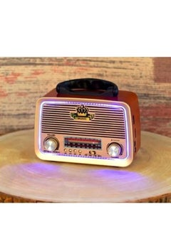 Buy Portable radio FM - AM - SW Gold/Brown/Black Bluetooth Portable Audio TF Card USB Flash disk Aux playback in Saudi Arabia