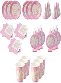 Buy Party it's a girl print hats, napkins, cups, plates and horns set multi color set of 30, One Size in Egypt