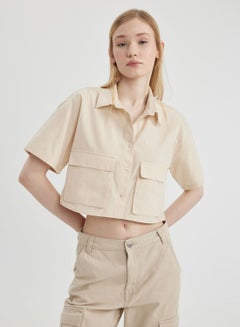 Buy Oversize Fit Poplin Short Sleeve Shirt in UAE