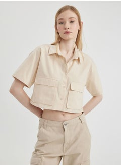 Buy Oversize Fit Poplin Short Sleeve Shirt in UAE