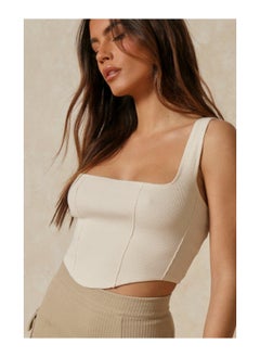 Buy Ribbed Seam Detail Corset Top in UAE