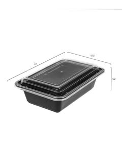 Buy 12-Piece Rectangular Disposable Food Container With Lid Black 22x15.5x5.2cm in Saudi Arabia