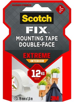 Buy Mount Extreme Interior Tape 19Mmx1.8M White Color Holds Up 1 Kg Per 15Cm Extremely Strong Higher Adhesion Multi-Surface No Tools Double Sided Adhesive Tape 1 Roll Pack in UAE