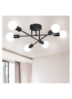 Buy 6 Light Sputnik Ceiling Light Adjustable Black Metal Ceiling Light Modern Industrial Chandelier Semi Flush Mount Ceiling Light for Living Room Bedroom Bulbs not Included in UAE