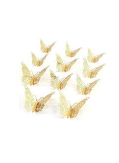 Buy 3D Butterfly Wall Stickers, Cake Decor, 36 PCS Decals for Room Decoration Kids Bedroom Party Wedding Home Decor (Gold) in Saudi Arabia