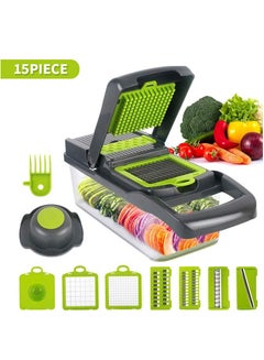 Buy Multifunctional 11-in-1 Food Choppers Onion Chopper Vegetable Slicer Cutter Dicer Vegetable Chopper with 8 Blades  Green in UAE