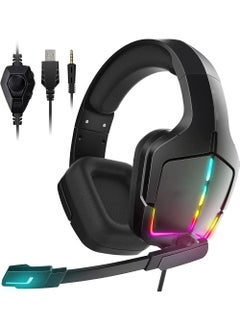Buy Gaming Headset PS5 Headset PS4 Switch PC xboxone Headset with Microphone Dynamic RGB LED Effect Gamer Headsets for Computer Laptop 3.5mm Wired Stereo Bass Over Ear Mic Gaming Headphones in UAE