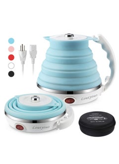 Buy Upgraded Food Grade Silicone Travel Foldable Electric Kettle Boil Dry Protection Portable With Dual Voltage And Separable Power Cord 555Ml 110-220V in UAE