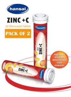 Buy Zinc + C Effervescent - 20 Tablets pack of 2 in UAE