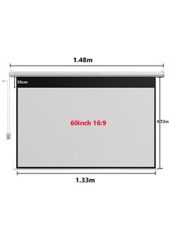 Buy 60 Inch 16:9 Wall Mount Electric Projector Screen Motorized Projection Curtain with Remote Control For Home Cinema/Home Theater/Home Gaming/Home Party in Saudi Arabia