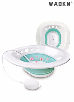 Buy Sitz Bath for Toilet Seat, Hemorrhoids, Postpartum Care, with Flusher, Comfortable Seating, Deep Enough, Relieve Pain, Anti Overflow, Easy to Use and Clean, Water Massage, Foldable in UAE