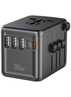 Buy TIKNIA PD 35W Universal Travel Adapter Fast Charging Offers 3X2.4A USB-A Ports, 2X USB-C Ports and Multi AC Outlet, International Plug Converter Worldwide Travel Charger All in One for EU US UK AUS in UAE
