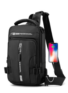 Buy Crossbody backpack that can be hung on the shoulder and chest for travel, equipped with a USB cable in Egypt
