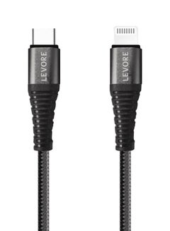 Buy Levore USB-C to Lightning Nylon Cable MFI Certified 1m - Black in Saudi Arabia