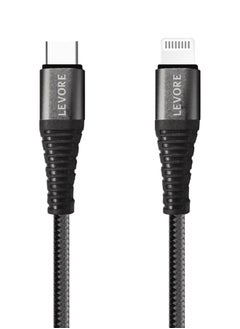 اشتري Levore USB-C to Lightning Nylon Cable MFI Certified 1m - Black في السعودية