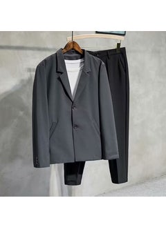 اشتري British Style Elegant Non-ironing Suit Mens Trendy Simple Solid Color Casual JacketDark gray Dark gray في الامارات