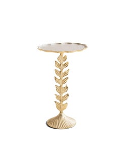 اشتري Crotons Accent Table Enamel - Beige And Gold في الامارات