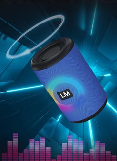 Buy Waterproof Bluetooth Speakers Wireless Mini Bluetooth Speaker Wireless Stereo Pairing Mixed Colors Lights Speaker Outdoor Portable Subwoofer Sound System(Blue) in Saudi Arabia