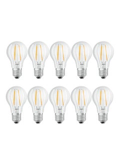 اشتري 10-Piece Classic A Bulb Shape In Filament Style Base E27 7 W 2700 K Led Lamp Warm White في الامارات