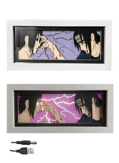 Buy Japanese anime Naruto 3D paper-cut light box comic shadow box photo frame LED light bedroom desk night light in Saudi Arabia