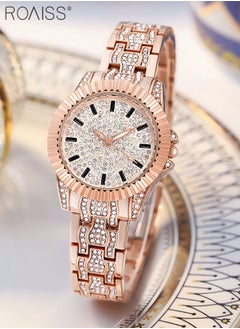 Buy Women's Steel Strap Quartz Watch Analog Display Round Dial with Rhinestones Decoration Waterproof Luxurious Wristwatch as Gift for Women in Saudi Arabia