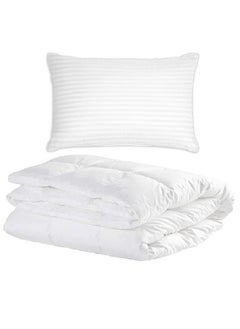 Buy Duvet Fillers Microfiber White 160x220cm With 1 Piece Pillow in UAE