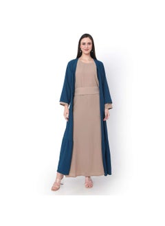 اشتري MODEST DRESS WITH LONG JACKET AND BELT STYLISH SOLID COLOUR ARABIC KAFTAN JALABIYA في السعودية