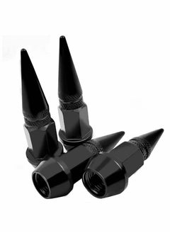 اشتري Car Wheel Tire Valve Caps, 4 Pack Spiked Aluminum Valve Stem Caps, Attractive Dustproof Car Accessories, Universal for Most Vehicles (Black) في الامارات