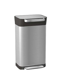 Buy Titan Intelligent Stainless Steel Step-On Trash Can Silver and Black 30 L in Saudi Arabia