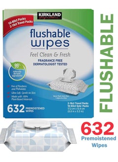 Buy Moist Flushable Tissue Wipes Ultra Soft Hypoallergenic Plant-Based Wipes 632 Free in UAE