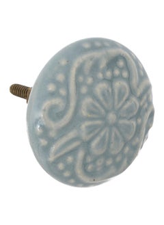 Buy Aniya 2-Piece Ceramic and Metal Furniture Knob Set Blue and Gold 4.5 x 4.5 x 5.2 cm 195130 in Saudi Arabia