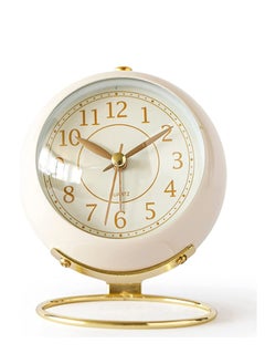 Buy Arabest Small Classic Tickless Analog Alarm Clock for Bedroom Office Living Room Decor Beige in Saudi Arabia