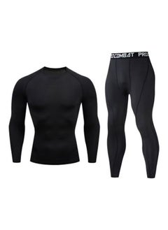 Buy Long Sleeves T-Shirt And Pants Black in Saudi Arabia