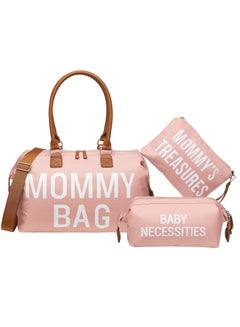 اشتري Diaper Bag Tote with 2 Organizer Bags,Hospital and Travel Large Mommy Bag Diaper Bag for Baby Care (Pink) في الامارات