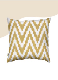 Buy Decorative Embroidered Cushion Cover Yellow/white 45x45Cm (Without Filler) in Saudi Arabia