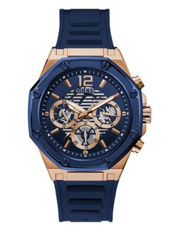 اشتري Guess Mens Rose Gold Tone Case Blue Silicone Watch GW0263G2 في الامارات