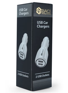 اشتري BACI car charger with 2 usb ports 12 to 24 Volt | 14 watt | white | Premium Line Super Quality | Full year local warranty في مصر