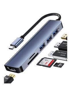 Buy USB C Hub Multiport Adapter 6 in 1 Portable Space Aluminum Dongle with 4K HDMI 4K 30Hz Adapter Output 2 USB Hub 3.0 5Gbps Data Transfer Ports,Type-C Fast Charging Port, SD/Micro SD Card Reader in UAE