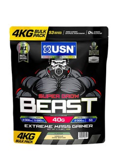 اشتري USN Super Grow Beast 4kg مسحوق بروتين الفانيليا ذو السعرات الحرارية العالية لكسب الكتلة لقوة العضلات القصوى وزيادة الوزن مع إضافة الكرياتين والفيتامينات في الامارات