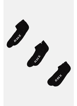 Buy Men 3 Pairs Brand Logo Ankle Sports Socks, Black in UAE