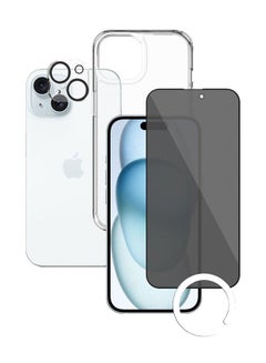 Buy 3 IN 1 iPhone 15 Package Privacy Case Screen Protector Camera Lens in Saudi Arabia