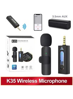 Buy Wireless 3.5mm Lavalier Lapel Noise Reduction Microphone K35 Mic Black in UAE