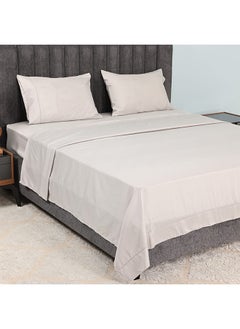 اشتري Plain King Flat Sheet Set, Grey – 300 TC, 255x274 cm في الامارات